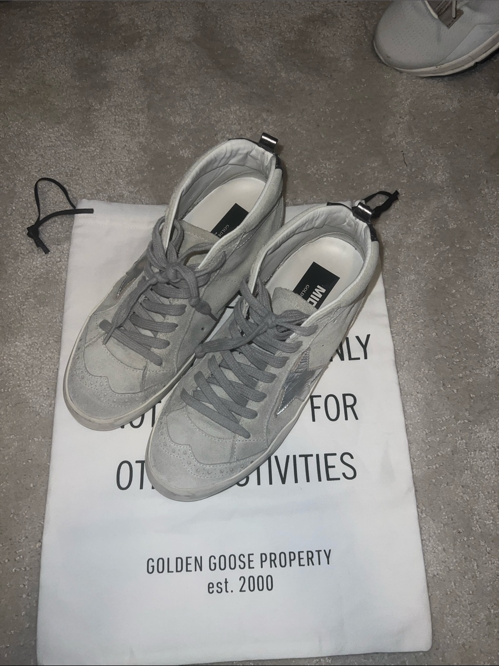 Golden Goose gray suede mid rise sneakers